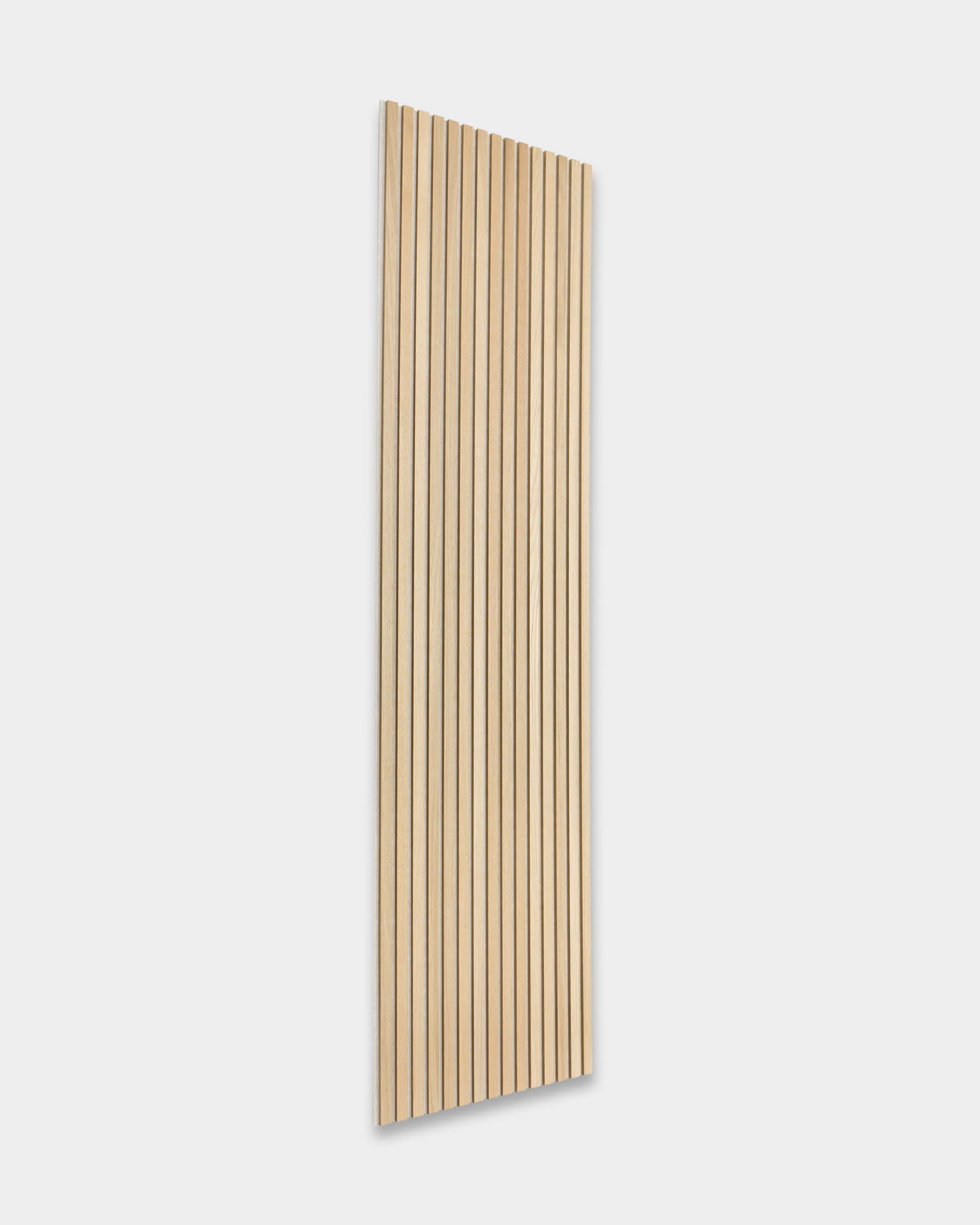 WoodUpp Akupanel rectangular acoustic wood panels featuring evenly spaced vertical slats, displayed against a plain white background.